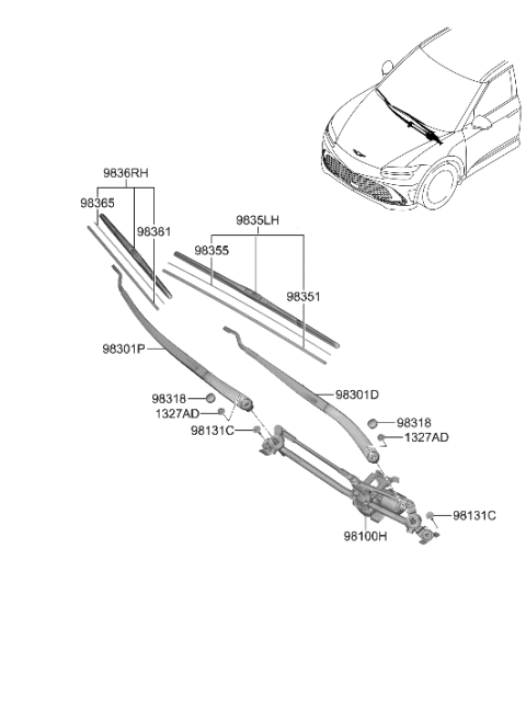 2023 Hyundai Genesis GV60 Windshield Wiper Diagram