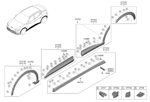 2023 Hyundai Genesis GV60 Body Side Moulding Diagram
