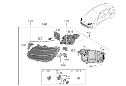 2023 Hyundai Genesis GV60 LED MODULE ASSY-SIG LAMP LWR,L Diagram for 92187-CU100