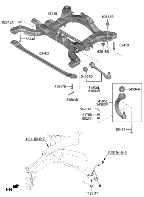 2023 Hyundai Genesis GV60 Front Suspension Crossmember Diagram