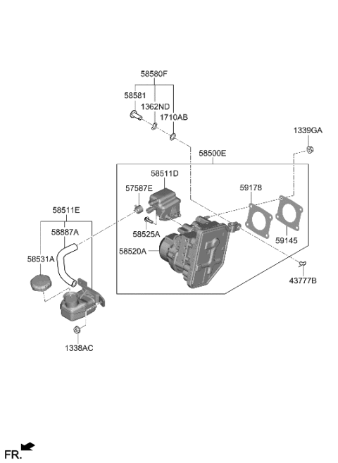 2023 Hyundai Genesis GV60 Brake Master Cylinder & Booster Diagram