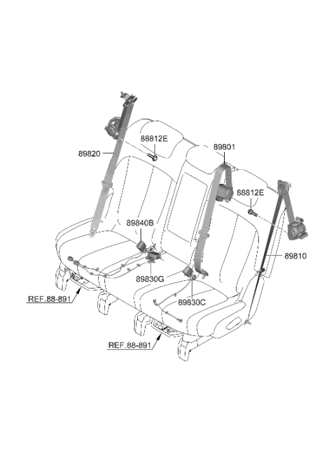 2023 Hyundai Genesis GV60 Rear Seat Belt Diagram