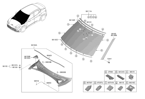 2023 Hyundai Genesis GV60 Windshield Glass Diagram