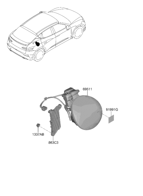 2023 Hyundai Genesis GV60 Fuel Filler Door Diagram
