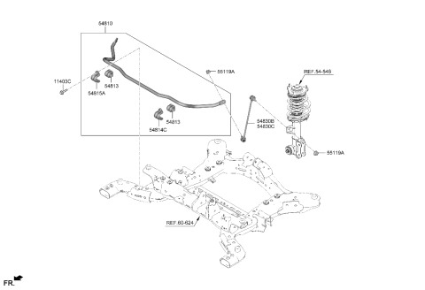 2008 Hyundai Azera LINK ASSY-FRONT STABILIZER,LH Diagram for 54830-CV000