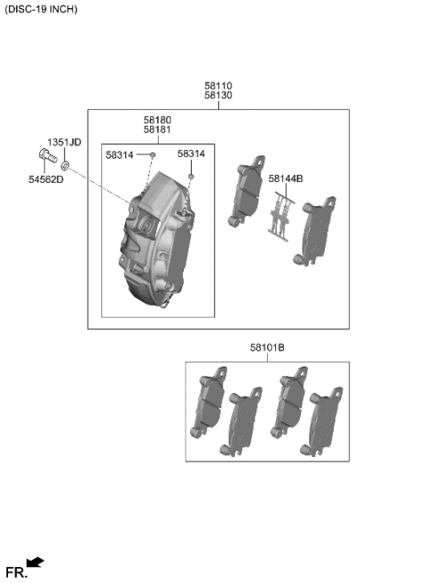 2023 Hyundai Genesis GV60 Front Wheel Brake Diagram 2