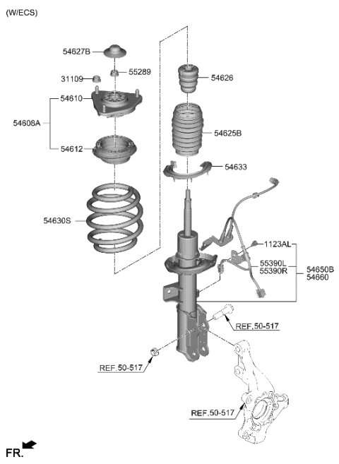 2023 Hyundai Genesis GV60 COVER-FR SUSPENSION STRUT DUST Diagram for 54625-GI000