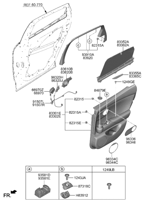 2023 Hyundai Genesis GV60 Rear Door Trim Diagram