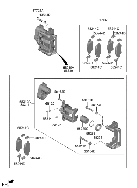 2008 Hyundai Azera PAD KIT-REAR DISC BRAKE Diagram for 58302-GIA00