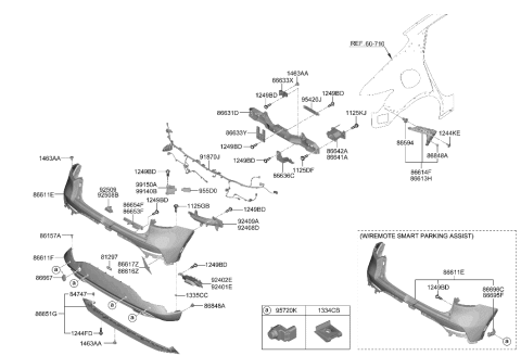 2023 Hyundai Genesis GV60 Rear Bumper Diagram