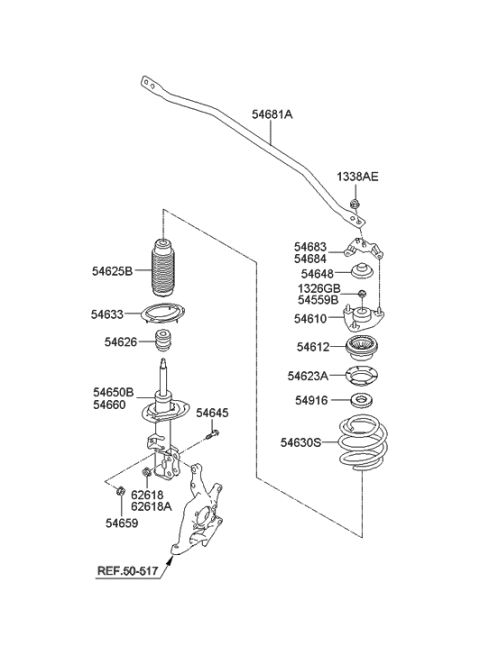 2019 Hyundai Elantra Front Spring Pad,Lower Diagram for 54633-2M000