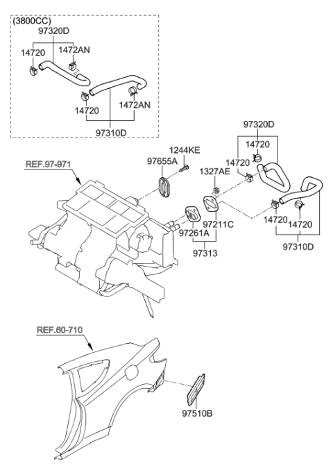 2010 Hyundai Genesis Coupe Heater System-Duct & Hose Diagram