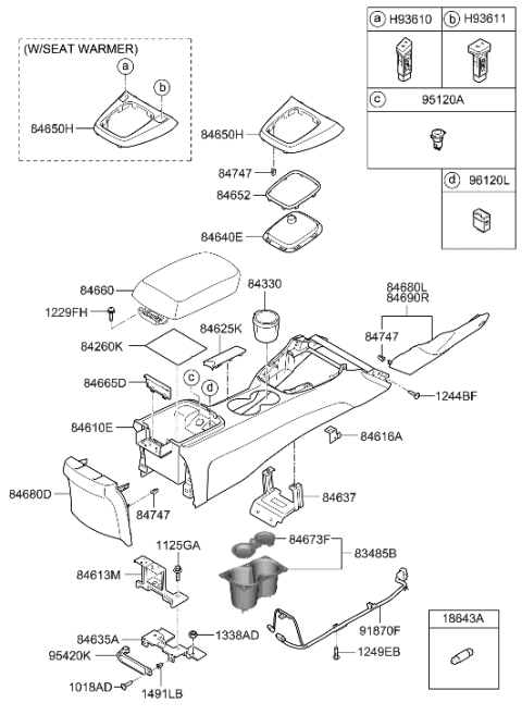 2010 Hyundai Genesis Coupe Floor Console Diagram