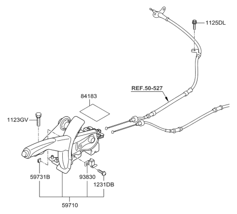 2008 Hyundai Genesis Coupe Lever Assembly-Parking Brake Diagram for 59710-2M500-9P