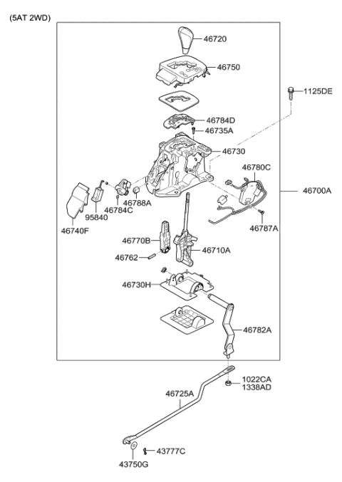 2011 Hyundai Genesis Coupe Shift Lever Control (ATM) Diagram 1