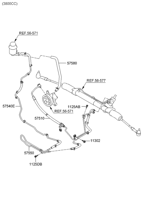 2012 Hyundai Genesis Coupe Hose Assembly-Power Steering Oil Pressure Diagram for 57510-2M100