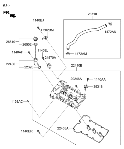 2008 Hyundai Genesis Coupe Hose Assembly-Breather Diagram for 26710-3C750