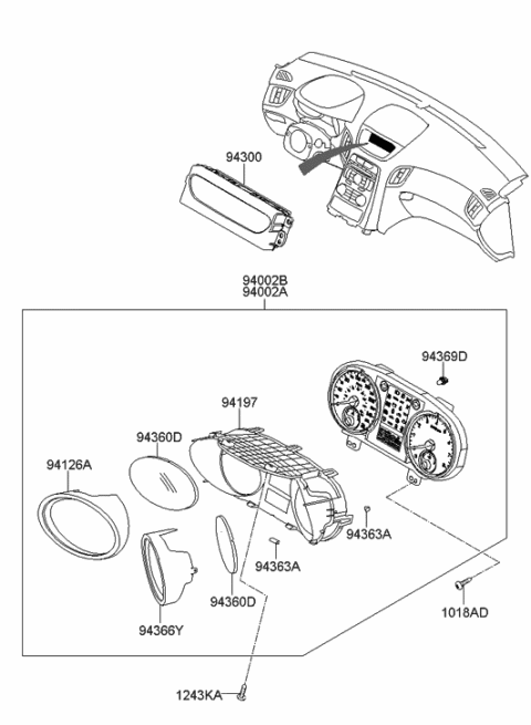 2010 Hyundai Genesis Coupe Cluster Assembly-Instrument(KPH) Diagram for 94011-2M090