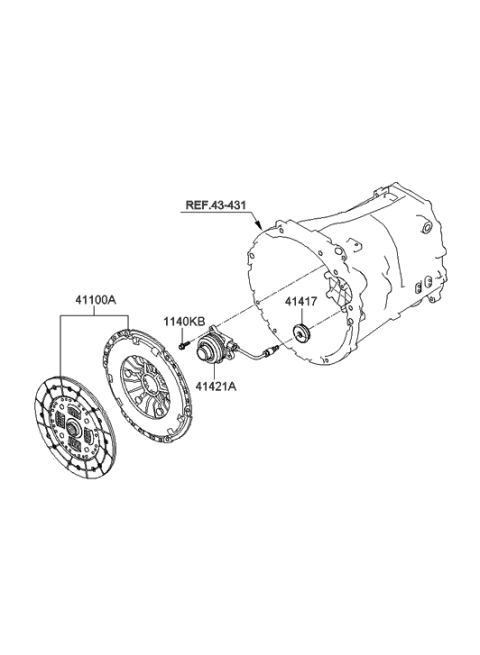 2009 Hyundai Genesis Coupe Disc & Clutch Cover Assembly Diagram for 41200-25210