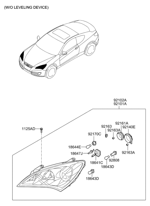 2008 Hyundai Genesis Coupe Head Lamp Diagram 1