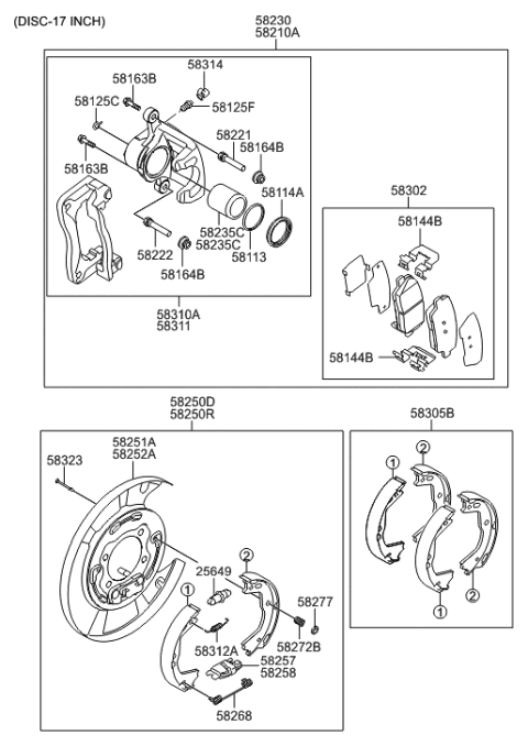 2012 Hyundai Genesis Coupe Shoe & Lining Kit-Rear Parking Brake Diagram for 58305-2MA00