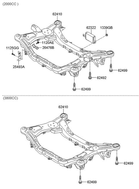 2008 Hyundai Genesis Coupe Crossmember Assembly-Front Diagram for 62410-2M000