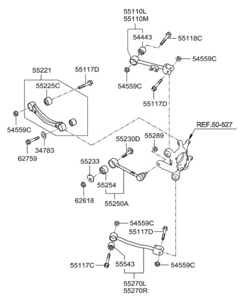 2011 Hyundai Genesis Coupe Front Arm Assembly-Rear Upper,RH Diagram for 55101-2M000