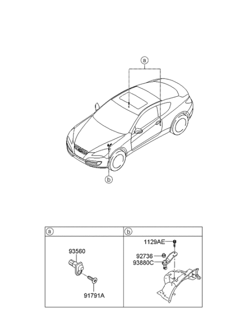 2012 Hyundai Genesis Coupe Switch Assembly-Hood Diagram for 93880-2M000