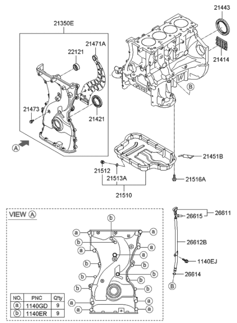 2009 Hyundai Genesis Coupe Belt Cover & Oil Pan Diagram 1