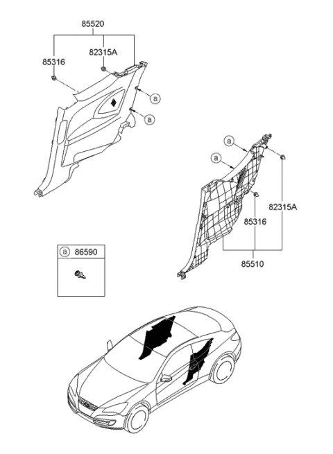 2012 Hyundai Genesis Coupe Quarter Trim Diagram