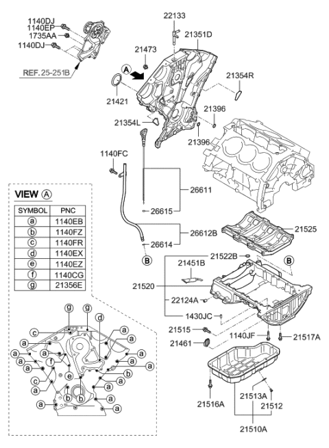 2012 Hyundai Genesis Coupe Belt Cover & Oil Pan Diagram 2