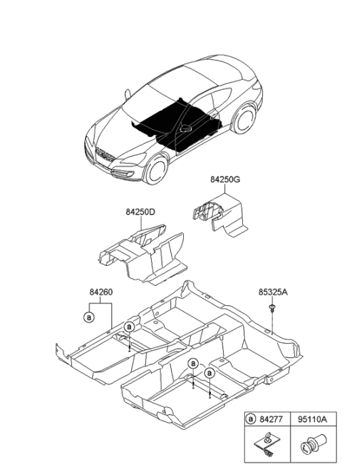 2008 Hyundai Genesis Coupe Carpet Assembly-Floor Diagram for 84260-2M000-9P