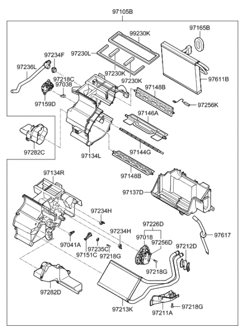 2009 Hyundai Genesis Coupe Heater System-Heater & Evaporator Diagram 1