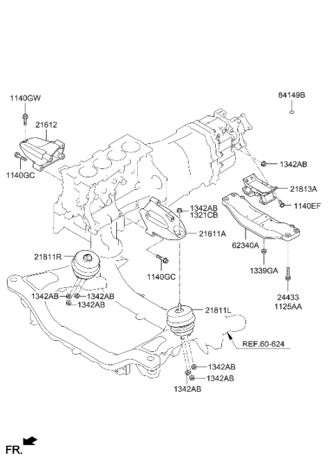 2010 Hyundai Genesis Coupe Engine & Transaxle Mounting Diagram 1