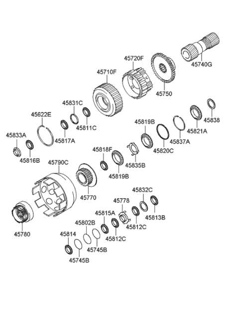 2010 Hyundai Genesis Coupe Carrier Assembly-Rear Planet Diagram for 45780-4C001