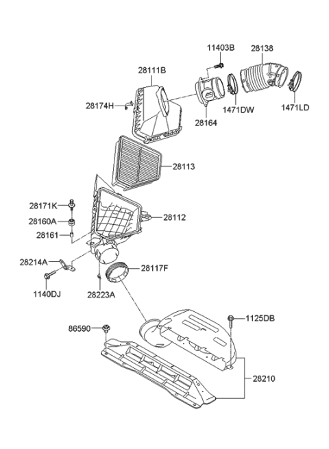 2009 Hyundai Genesis Coupe Air Cleaner Diagram 2