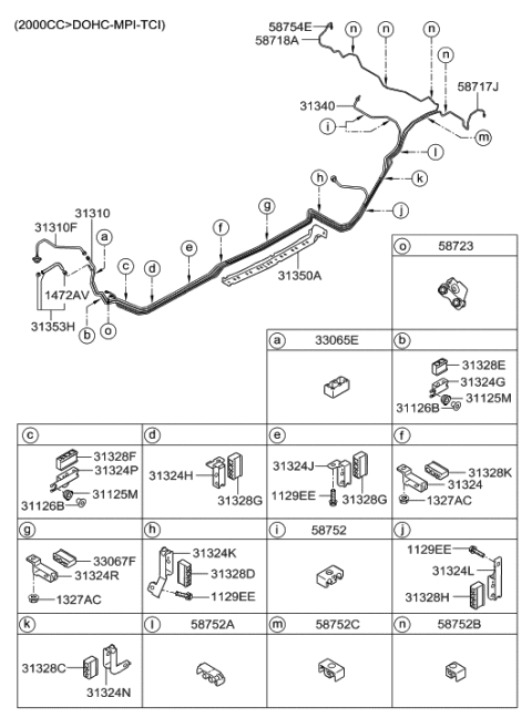 2012 Hyundai Genesis Coupe Clip-Fuel Tube Diagram for 31324-3M750