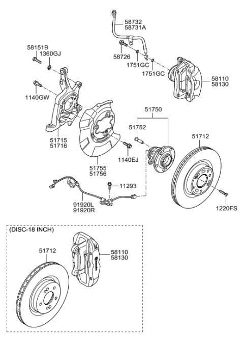 2012 Hyundai Genesis Coupe Front Axle Hub Diagram 1