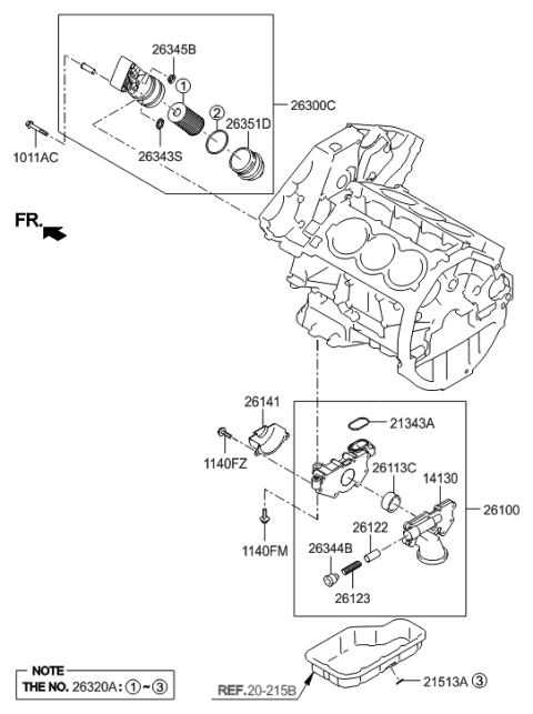 2008 Hyundai Genesis Coupe Front Case & Oil Filter Diagram 2