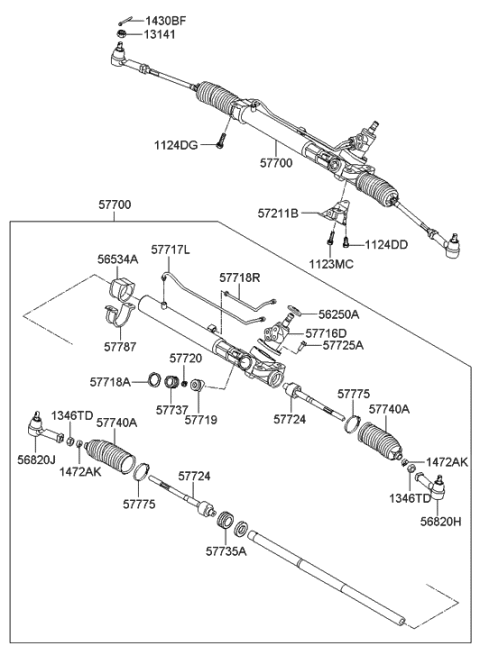 2017 Hyundai Elantra Reman Gear & Linkage Assembly Diagram for 57700-2M001-RM