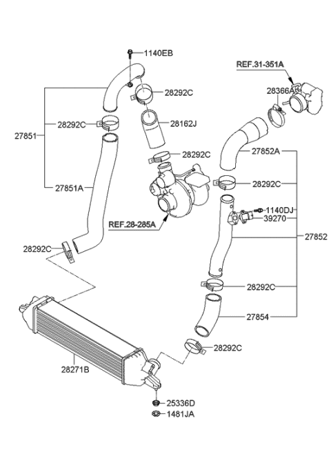 2010 Hyundai Genesis Coupe Turbocharger & Intercooler Diagram