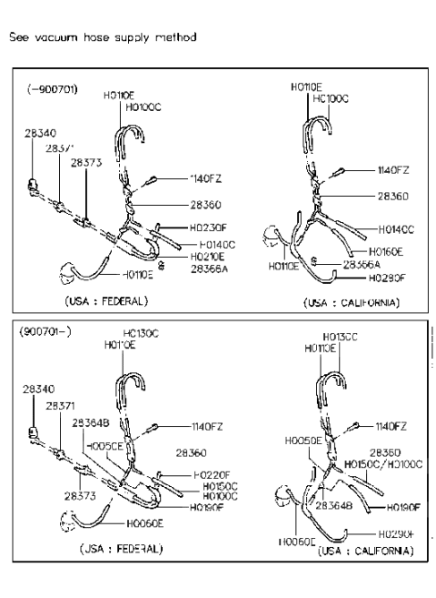 1993 Hyundai Excel Vacuum Hose Diagram 1