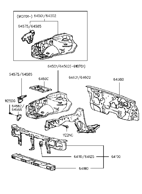 1992 Hyundai Excel Tray Assembly-Battery Diagram for 64690-24100