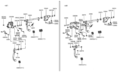 1992 Hyundai Excel Clutch & Brake Control Diagram