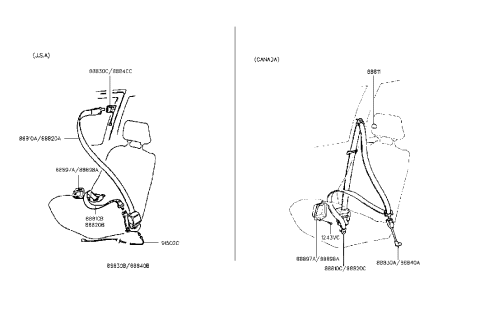 1992 Hyundai Excel Front Seat Belt Diagram