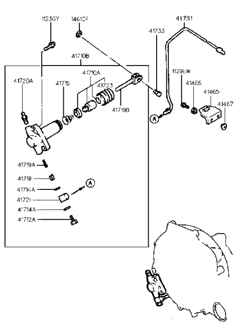 1990 Hyundai Excel Clutch Release Cylinder (MTA) Diagram