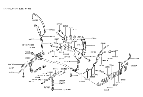 1991 Hyundai Excel Joint-Vacuum Hose Diagram for 28373-21300