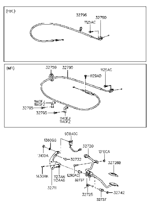 1993 Hyundai Excel Accelerator Linkage Diagram