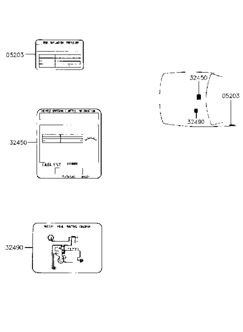 1993 Hyundai Excel Label-Emission Control Diagram for 32450-24544