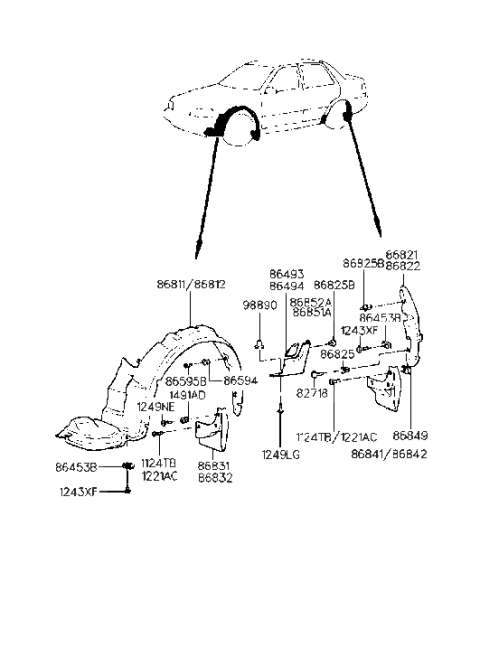 1993 Hyundai Excel Wheel Gaurd Diagram